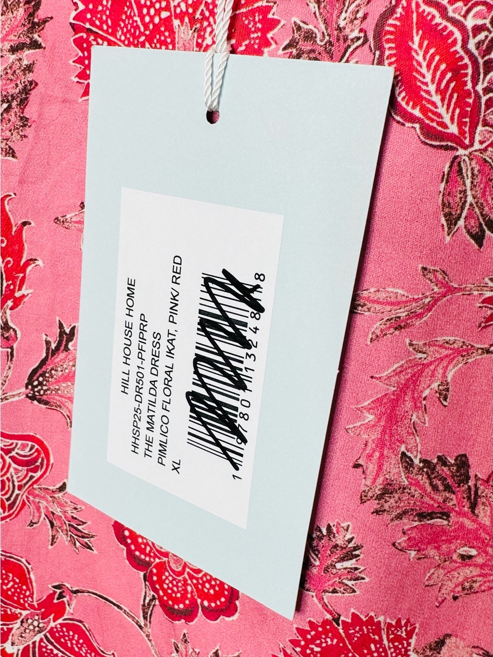 Hill House Matilda Pink Pimlico Floral Ikat Dress with Puff Sleeves NWT - Picture 11 of 15